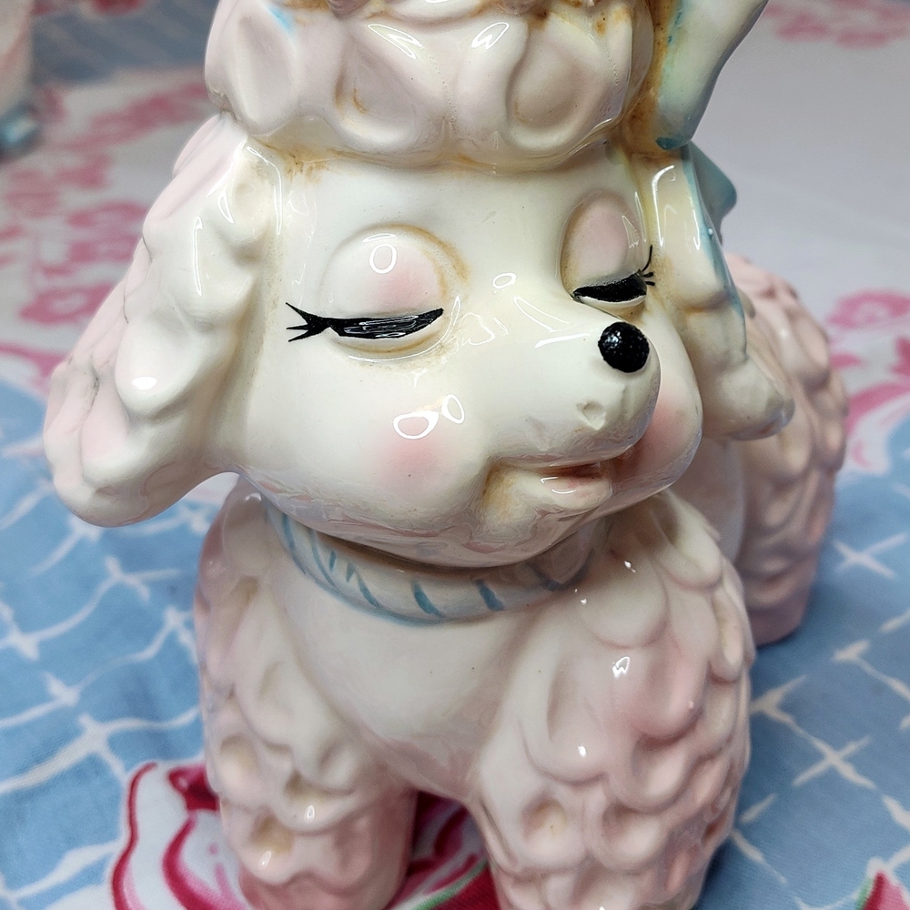 Antique Glazed Ceramic Poodle Planter With Beautiful details, Colors and Charm! - Picture 2 of 7